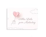Friendly Fox Muttertag Karte, Grußkarte Muttertag, Muttertagskarte mit Heißluftballon, Glückwunschkarte Muttertag für die beste Mama der Welt