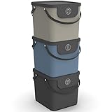 Rotho Albula 3er-Set Mülltrennungssystem 40l für die Küche, Kunststoff (PP) BPA-frei, bunt, 40l (39.8 x 35.8 x 33.9 cm)