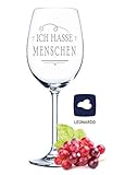 Leonardo Weinglas mit Gravur - Ich hasse Menschen - Männergeschenke Frauengeschenke - Lustige & Witzige Geschenke für Freunde Freundin & Partner