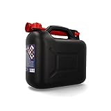 Cartrend Benzinkanister Kunststoff Kanister mit Ausgießer und UN-Zulassung, für alle Kraftstoffarten, 10 Liter
