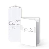 DOLORINO Trauerkerze mit passende Trauerkarte | 'In stillem Gedenken' | Trauerkerzen-Set | made in Germany | 20x8cm