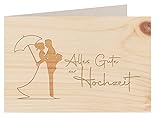 Holzgrußkarte - ALLES GUTE ZUR HOCHZEIT - 100% handmade in Österreich - Postkarte Glückwunschkarte Geschenkkarte Grußkarte Klappkarte Karte Einladung, Holzart:Zirbe