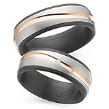 123traumringe Partnerringe/Eheringe/Verlobungsringe aus Titan/Carbon mit Brillant in Juwelier-Qualität (Brillant/Gravur/Ringmaßband/Etui)