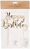 PartyDeco KPT11-019M - Cake Topper - Happy Birthday - gold - - 22,5 cm hoch - 15 cm breit