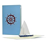 Gutschein oder Geburtstagskarte mit 3D Pop up Segelboot, Yacht|Ausgefallener Reisegutschein zum Segeln, Segelreise|Geschenkidee zu Geburtstag, B16