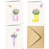 12 Grusskarten mit Umschlag - Innenseite unbeschriftet, für alle Anlässe (Blumen)
