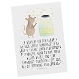 Mr. & Mrs. Panda Postkarte Maus Sterne - gute Laune, Geburtstag, Hoffnung, Einladung, Grußkarte, Schwangerschaft, Ansichtskarte, Geschenkkarte, süße Tiermotive, Tiere, lustige Sprüche