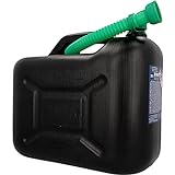 cartrend Benzinkanister, 20 l, robuster Kunststoff, schwarz, Benzinkanister für Treibstoff aller Art, mit UN Zulassung, inklusive Ausgießer