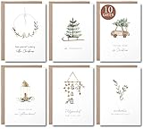 Weihnachtskarten - 10 Weihnachtskarten mit Umschlag Set - A6 Postkarten Set mit weihnachtlichen Motiven - kleiner Weihnachtsgruß zu Weihnachten
