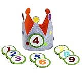 Geburtstagskrone hübsche Deko Geburtstags Krone.Filzstoff Krone mit austauschbaren Zahlen von 1 bis 9 - Party Deko Geburtstagskrone Jungen (Kreis)