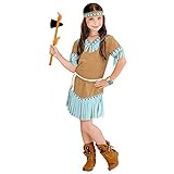Widmann - Kinderkostüm Indianerin, Kleid, Gürtel und Stirnband, Karneval, Mottoparty