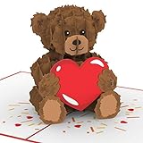 papercrush® Pop-Up Karte Liebe „Teddy mit Herz“ - Süße 3D Geburtstagskarte für Kinder, Frau oder Freundin - Liebeskarte mit Teddybär zum Hochzeitstag, Jahrestag & Geburtstag, Ich Liebe Dich Karte