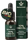 Naturstolz® CBD-Öl 10% - Vollspektrum - Bio Hanföl Tropfen mit 1000mg Cannabidiol - Deutsches Qualitätsprodukt - laborgeprüft und zertifiziert - Einführungspreis