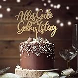 Tortendeko Alles Gute zum Geburtstag Cake Topper Happy Birthday Kuchendeko (GOLD)