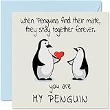 Pinguin-Valentinskarte – You Are My Penguin – Niedliche romantische Valentinstagskarte für Freundin Freund Ehefrau Ehemann Freund ihn sie sie 145 mm x 145 mm Jahrestag-Grußkarten für Verlobte