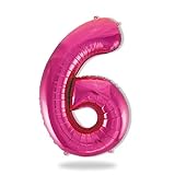 FUNXGO® folienballon 6 pink - Riesenzahl Ballons - 6 geburtstag luftballon - luftballon zahl 6 - Ballon 6 Deko zum Geburtstag, Hochzeit, Jubiläum oder Fest, Party Dekoration - ballon pink 6