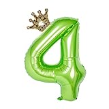 40 Zoll Grün mit Krone Nummer Luftballon 1-8 Folien Folienballon Riesenzahl Balloon Helium Zahlenballon Nummer 4 Ziffer 4 Heliumballons Zum Geburtstag Jahrestag Partybedarf