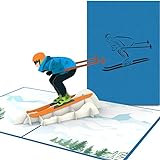 papercrush® Pop-Up Karte Skifahrer - Lustige Weihnachtskarte oder Gutscheinkarte für Skifahren, Gutschein für Skiurlaub oder Skischuhe - Handgemachte Ski Geburtstagskarte mit Umschlag