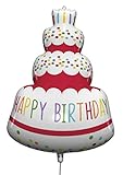 Procos 92446 - Folienballon Happy Birthday Cake, Größe 96 cm, Geburtstagstorte, Helium, Ballon, Geburtstag, Dekoration, Geschenk