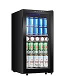 Kalamera Getränkekühlschrank, Bierkühlschrank mit Touch-Bedienfeld, 3-18°C Kühlzone, Flaschenkühlschrank 86 Liter, Blaue LED-Innenbeleuchtung, 41 dB, KRC-86GE