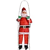 Deuba LED Weihnachtsmann Leiter XXL 240cm für In-/Outdoor 8 Leuchtfunktionen Santa Claus Nikolaus Weihnachten Deko Figur