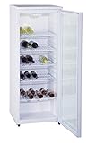 PKM GKS255 Flaschenkühlschrank | Getränkekühlschrank | Glasfront | Freistehend | 5 Ablagen | Weiß | 143 x 55 cm