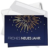 15 Neujahrskarten mit Umschlag - Frohes Neues Jahr - Motiv Grafisch Feuerwerk - Silvester Neujahr Postkarten Karten Grußkarten