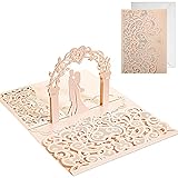 Pop Up Hochzeitskarte 3D Karte Brautpaar mit Romantischen Hochzeit Geschenkkarte mit Umschlag Glückwunschkarte für Paare Grußkarten für Braut Valentinstag Jubiläumskarte Geschenk (Rosa)