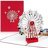 papercrush® Pop-Up Karte Freizeitpark mit Riesenrad - 3D Geburtstagskarte mit Achterbahn, Reisegutschein für Wien (Wiener Prater)