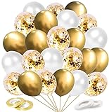 O-Kinee Luftballons Metallic Gold, 60 Stück Luftballons Golden Konfetti, Hochzeit Hochzeitsballons, Helium Balloons für Geburtstag Hochzeit Babyparty Valentinstag Silvester Deko, 12 Zoll (Gold)