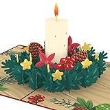 papercrush® Pop-Up Karte Weihnachten Adventskranz - 3D Weihnachtskarte mit Advent Kerze für Frauen (Freundin, Mutter, Oma) - Handgemachte Popup Weihnachtsgrußkarte inkl. Umschlag