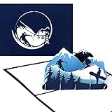 Pop Up Karte „Ski & Snowboard“ - 3D Geburtstagskarte, Einladungskarte & Geschenkgutschein – als Reisegutschein, Einladung, Geschenkverpackung und Gutschein zum Ski Urlaub & Snowboardfahren