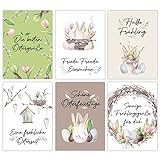 Papierdrachen 12 Osterkarten zum Verschicken und Sammeln - liebevoll gestaltetes Postkarten Set Rosa Tulpen - Grußkarten Set - Ostern - Set 19