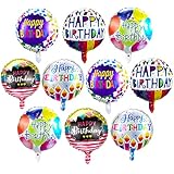 Happy Birthday Folien Luftballons 10 Stücke Runde Mylar Helium Ballon 18 Zoll Schwimmend Ballon Aufblasbare Buchstabe Ballons für Geburtstag Party Dekoration Lieferung, 5 Designs