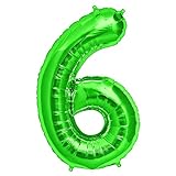 FUNXGO Folienballon Zahl in Grün - Riesenzahl Ballons - Folienballons für Luft oder Helium als Geburtstag, Hochzeit , Jubiläum oder Abschluss Geschenk, Party Dekoration (Grün [6])