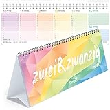 Rainbow Wochen-Tischkalender 2022 im Quer-Format zum Aufstellen | 1 Woche 2 Seiten | Wochenkalender 29,5 x 10,5 cm | Schreibtisch-Kalender mit Sprüchen | nachhaltig & klimaneutral