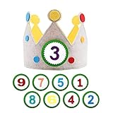 HXHWKEN Geburtstagskrone Kinder Stoffkrone mit Auswechselbaren den Zahlen 0-9 Unisex Kinderkrone für Geburtstage oder Kinderpartys