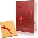Creawoo handgemachte Liebes-Grußkarte aus Walnuss-Holz mit einzigartigem Geschenk-Karton Die beste Geschenkidee-Karte für Geburtstag, Valentinstag, Jahrestag