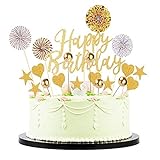 TOPHOPE 20 Stück Gold Happy Birthday Tortendeko Geburtstag Set, Cake Topper Geburtstagstorte, kuchendeko Geburtstag mädchen, deko Torte für Geburtstagsfeier Dekoration