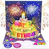 FITMITE Geburtstagskarte mit Musik Blowable LED Licht Kerze 3D Pop Up Karte Geburtstag mit Lichtern Happy Birthday Geschenke für Frau, Beste Freundin, Kinder, Ehefrau, Schwester