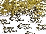 PartyDeco Konfetti Happy New Year- Folie Konfetti in der Farbe Gold- Konfetti, Tischdekoration, Dekoration für Silvester Karneval Luftschlangen
